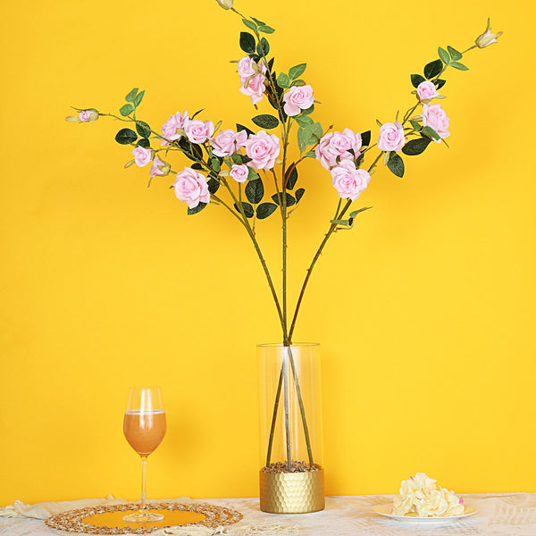 Pack of 2 | 38 inch Pink Silk Long Stem Roses, Artificial Flowers Rose Bouquet