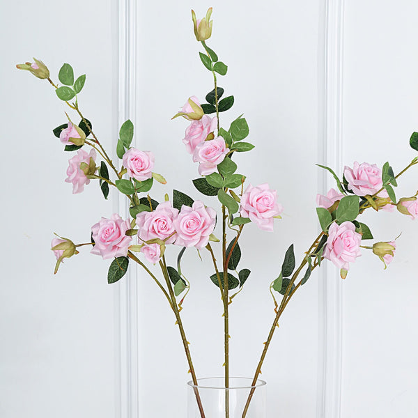 Pack of 2 | 38 inch Pink Silk Long Stem Roses, Artificial Flowers Rose Bouquet#whtbkgd