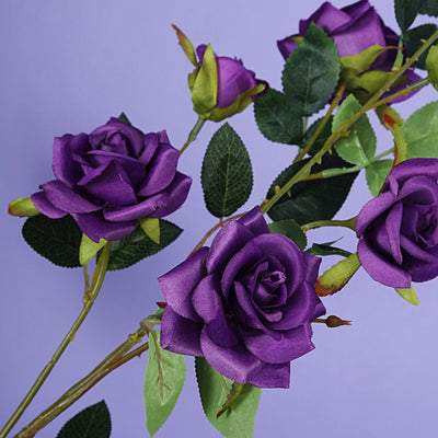 Pack of 2 | 38 inch Purple Silk Long Stem Roses, Artificial Flowers Rose Bouquet