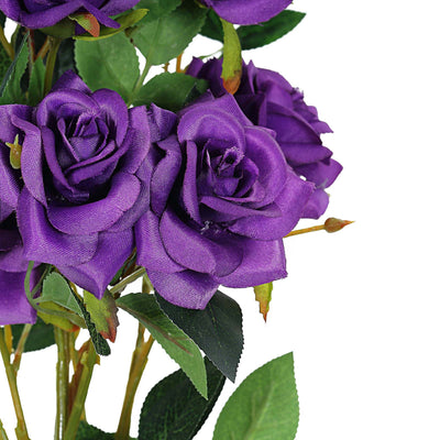 Pack of 2 | 38 inch Purple Silk Long Stem Roses, Artificial Flowers Rose Bouquet