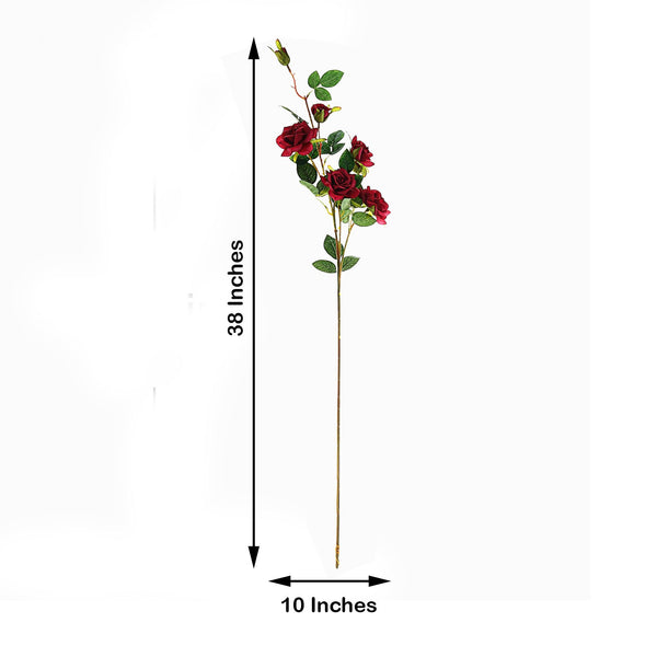 Pack of 2 | 38 inch Red Silk Long Stem Roses, Artificial Flowers Rose Bouquet