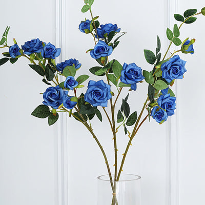 Pack of 2 | 38 inch Royal Blue Silk Long Stem Roses, Artificial Flowers Rose Bouquet#whtbkgd