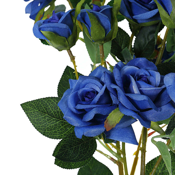 Pack of 2 | 38 inch Royal Blue Silk Long Stem Roses, Artificial Flowers Rose Bouquet