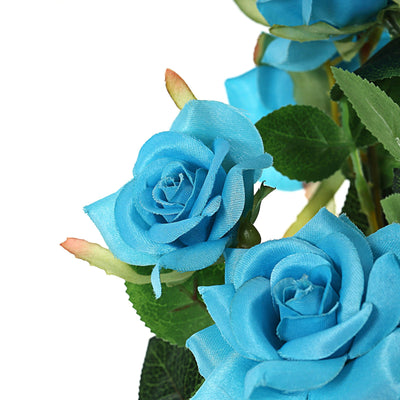 Pack of 2 | 38 inch Turquoise Silk Long Stem Roses, Artificial Flowers Rose Bouquet