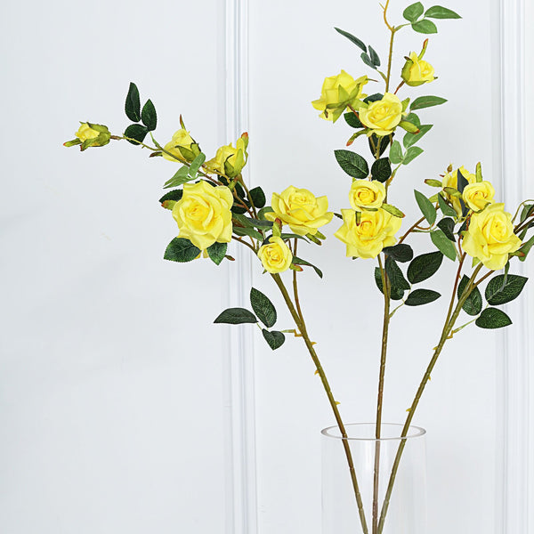 Pack of 2 | 38 inch Yellow Silk Long Stem Roses, Artificial Flowers Rose Bouquet#whtbkgd