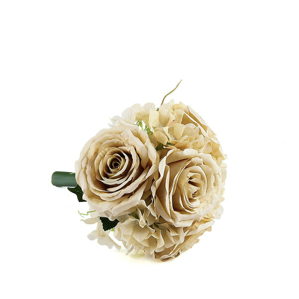 2 Pack | Champagne Rose & Hydrangea Artificial Silk Flowers Bouquet