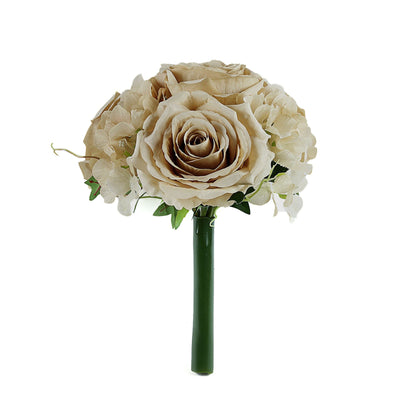 2 Pack | Champagne Rose & Hydrangea Artificial Silk Flowers Bouquet#whtbkgd#whtbkgd
