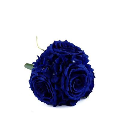 2 Pack | Royal Blue Rose & Hydrangea Artificial Silk Flowers Bouquet