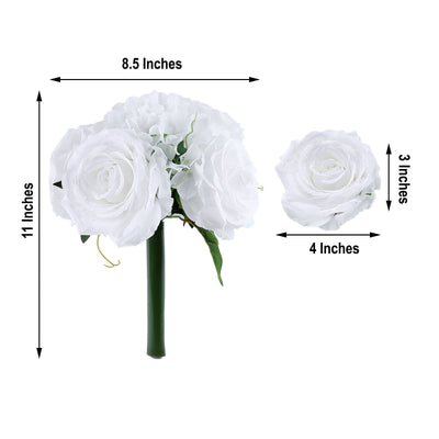 2 Pack | White Rose & Hydrangea Artificial Silk Flowers Bouquet