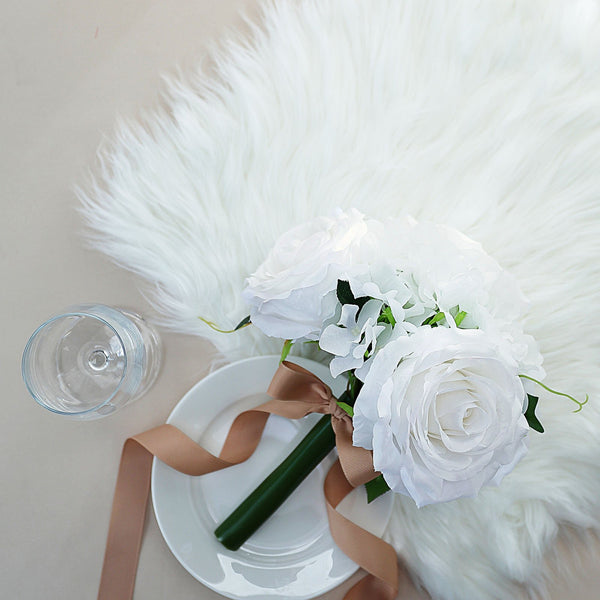 2 Pack | White Rose & Hydrangea Artificial Silk Flowers Bouquet