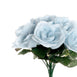 14 Ice Blue Velvet-Like Faux Rose Flower Bush, Artificial Flower Bouquet