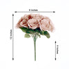 14 Dusty Rose Velvet-Like Faux Rose Flower Bush, Artificial Flower Bouquet