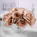 14 Dusty Rose Velvet-Like Faux Rose Flower Bush, Artificial Flower Bouquet
