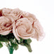14 Dusty Rose Velvet-Like Faux Rose Flower Bush, Artificial Flower Bouquet