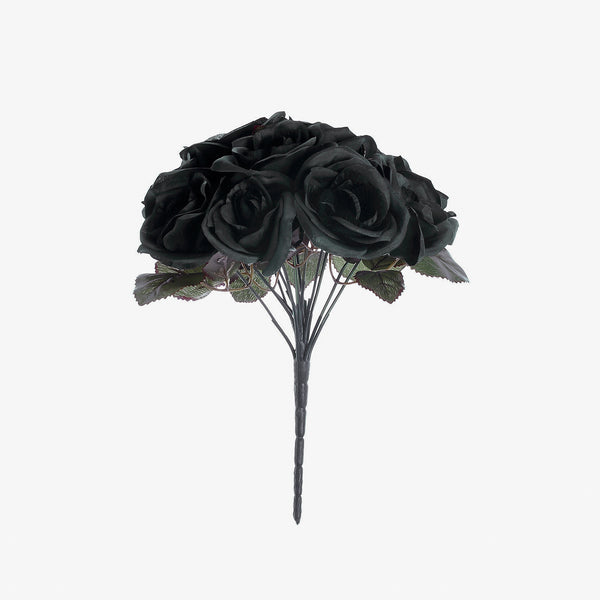 Velvet Rose Bouquet Artificial Flowers- Black