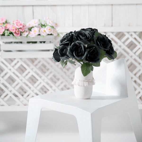 Velvet Rose Bouquet Artificial Flowers- Black