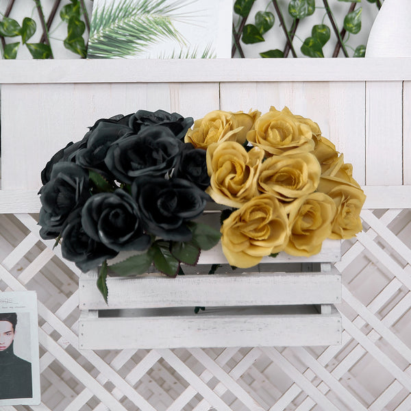 Velvet Rose Bouquet Artificial Flowers- Black