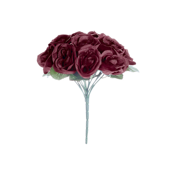 Velvet Rose Bouquet Artificial Flowers- Burgundy