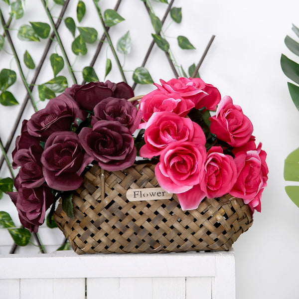 Velvet Rose Bouquet Artificial Flowers- Burgundy