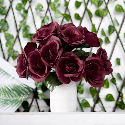 Velvet Rose Bouquet Artificial Flowers- Burgundy