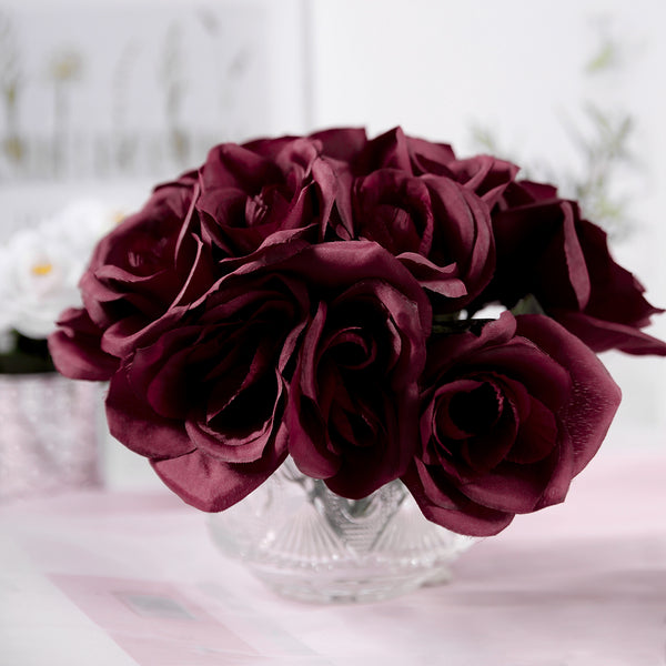Velvet Rose Bouquet Artificial Flowers- Burgundy
