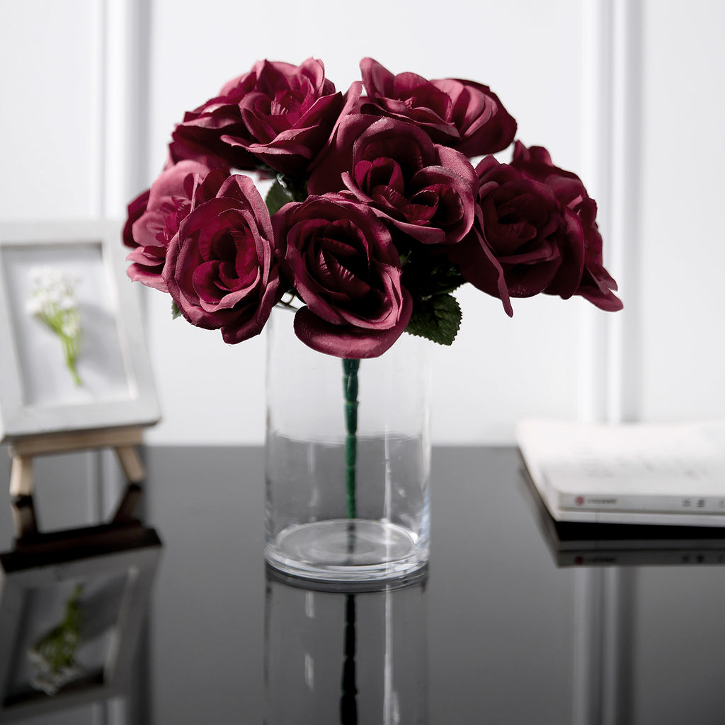 Artificial Velvet Rose Flowers Bridal Bouquet Wedding Vase Centerpiece ...