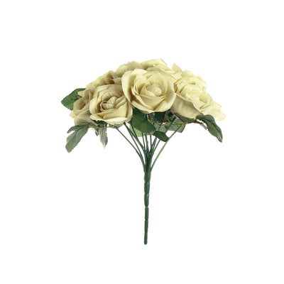 Velvet Rose Bouquet Artificial Flowers- Champagne