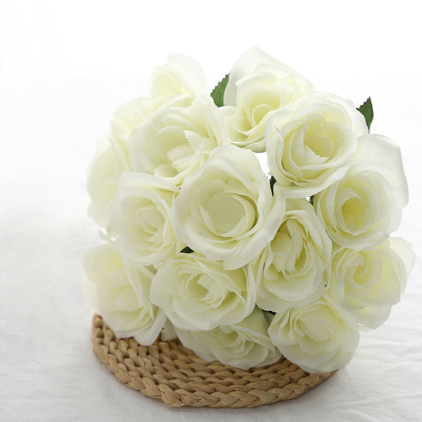 Velvet Rose Bouquet Artificial Flowers- Cream