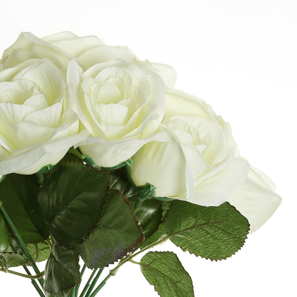 Velvet Rose Bouquet Artificial Flowers- Cream