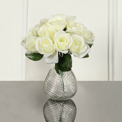 Velvet Rose Bouquet Artificial Flowers- Cream