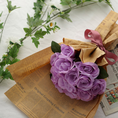 Velvet Rose Bouquet Artificial Flowers- Lavender