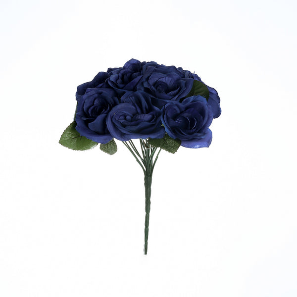 Velvet Rose Bouquet Artificial Flowers- Navy Blue