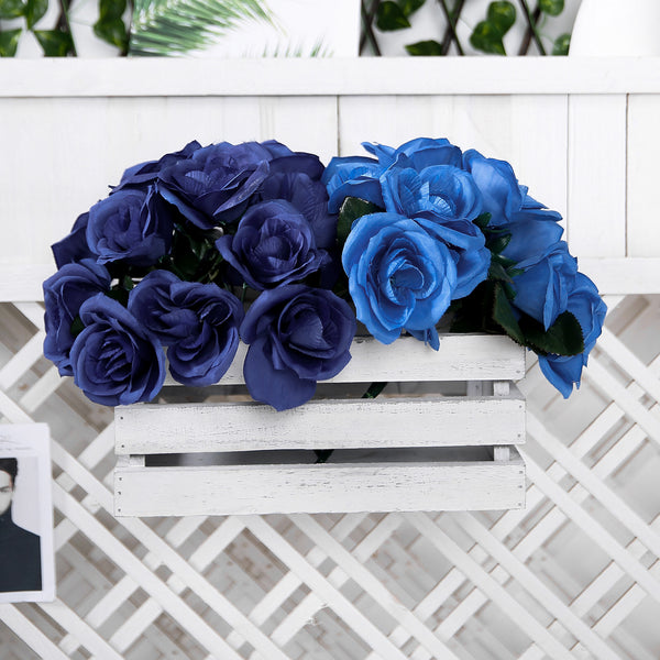 Velvet Rose Bouquet Artificial Flowers- Navy Blue