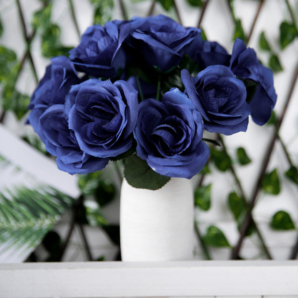 Velvet Rose Bouquet Artificial Flowers- Navy Blue