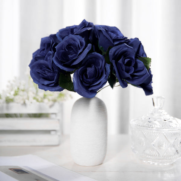 Velvet Rose Bouquet Artificial Flowers- Navy Blue