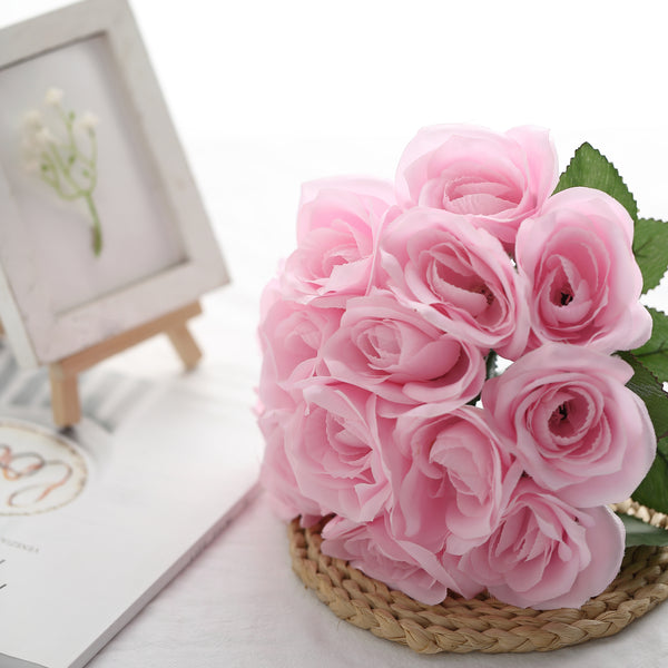 Velvet Rose Bouquet Artificial Flowers- Pink