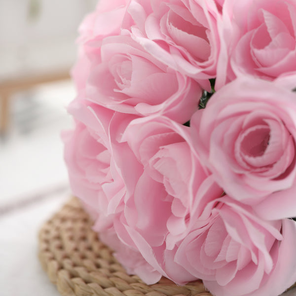 Velvet Rose Bouquet Artificial Flowers- Pink