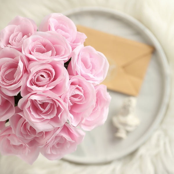 Velvet Rose Bouquet Artificial Flowers- Pink