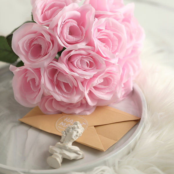 Velvet Rose Bouquet Artificial Flowers- Pink