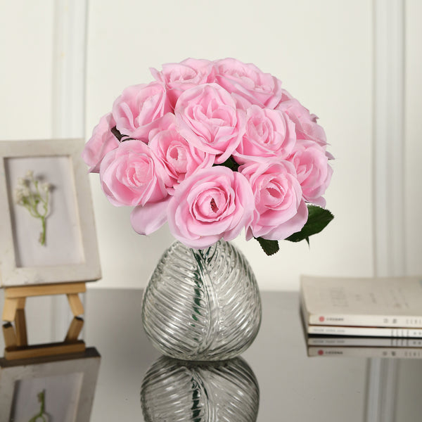 Velvet Rose Bouquet Artificial Flowers- Pink