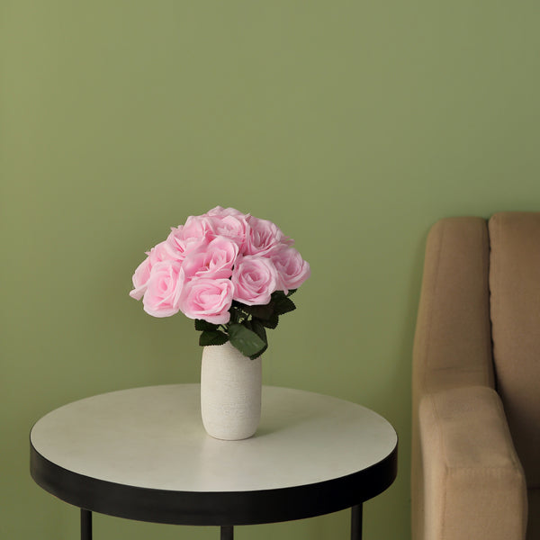 Velvet Rose Bouquet Artificial Flowers- Pink