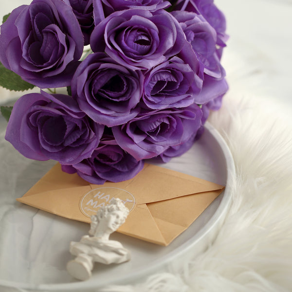 Velvet Rose Bouquet Artificial Flowers- Purple