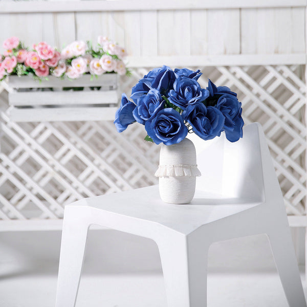 Velvet Rose Bouquet Artificial Flowers- Royal Blue