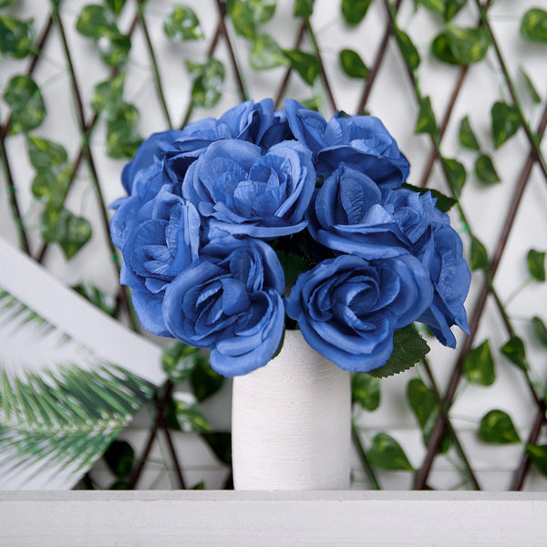 Velvet Rose Bouquet Artificial Flowers- Royal Blue