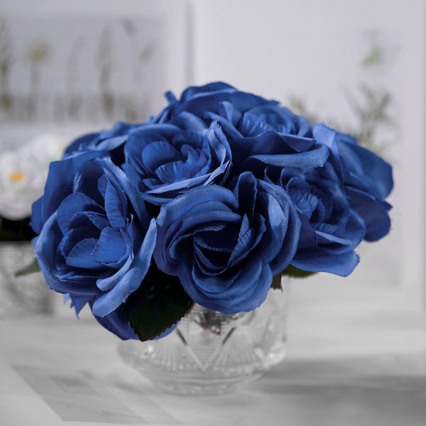 Velvet Rose Bouquet Artificial Flowers- Royal Blue