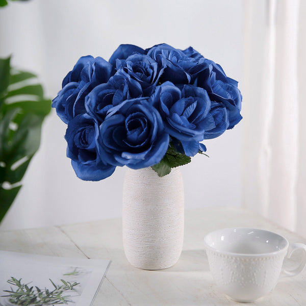 Velvet Rose Bouquet Artificial Flowers- Royal Blue