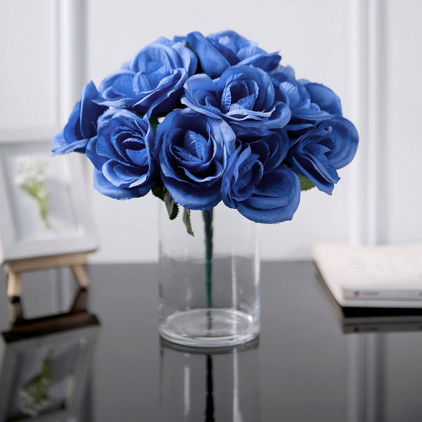 Velvet Rose Bouquet Artificial Flowers- Royal Blue