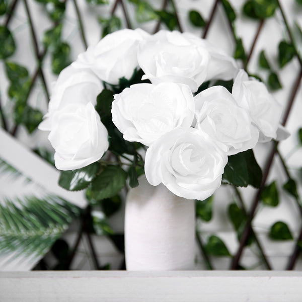 Velvet Rose Bouquet Artificial Flowers- White
