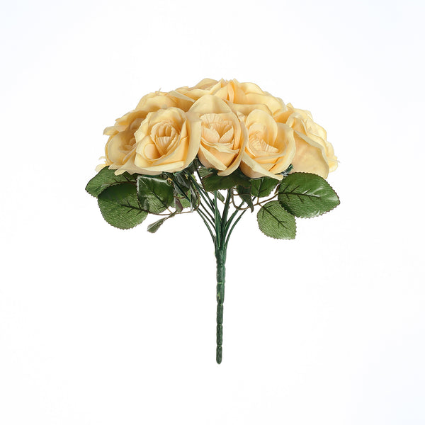 Velvet Rose Bouquet Artificial Flowers- Yellow