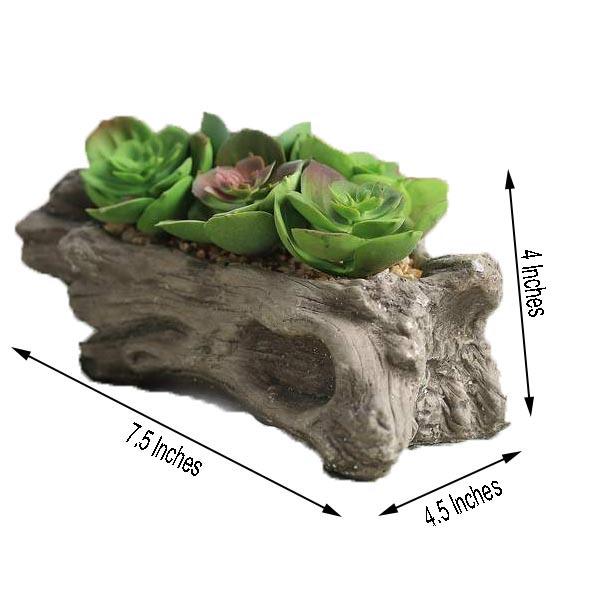7" Long - Succulent Planter with 5 Artificial Succulents - Hen and Chicks Artificial Plants
